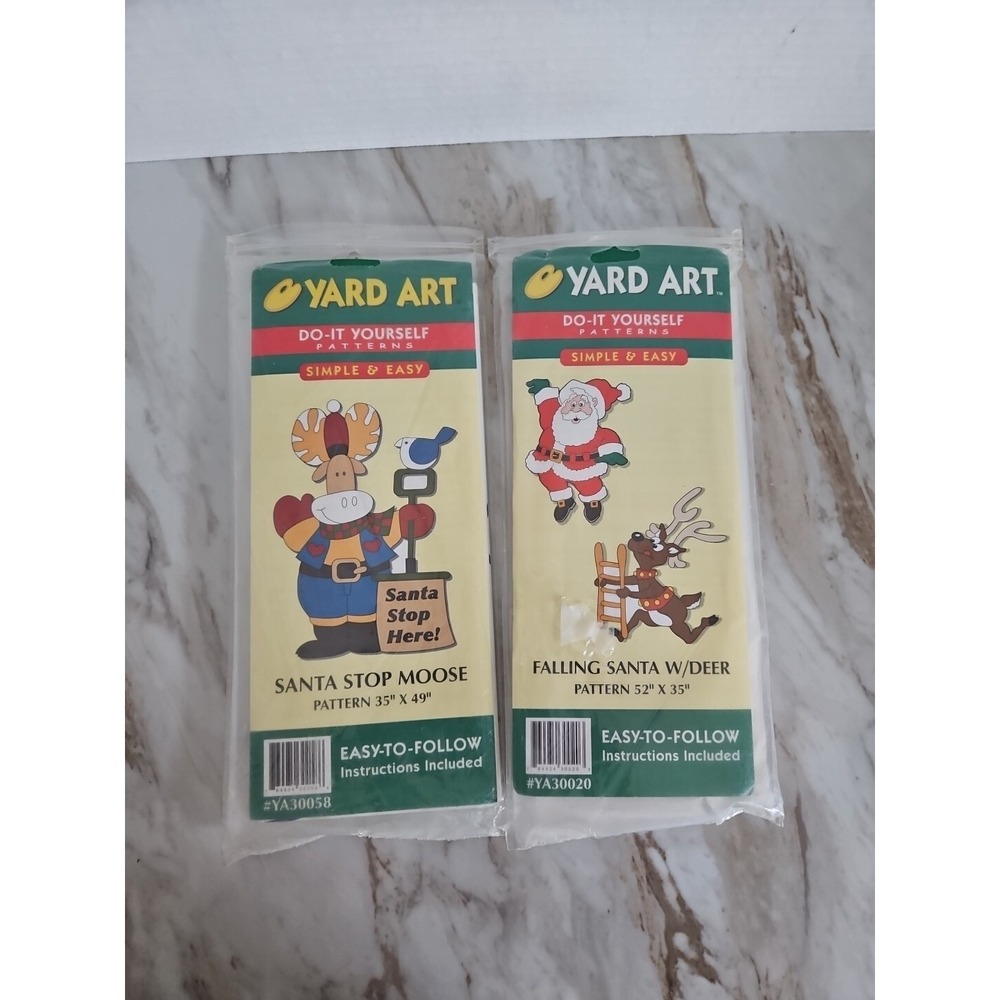 Yard Art Do It Yourself Patterns Lot Of 2 Falling Santa W/ Deer Santa Stop Moose